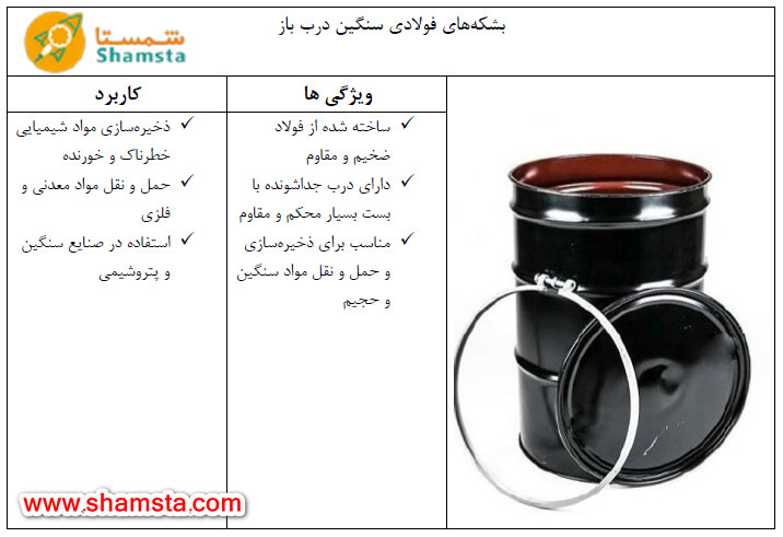 بشکه های فولادی سنگین درب باز